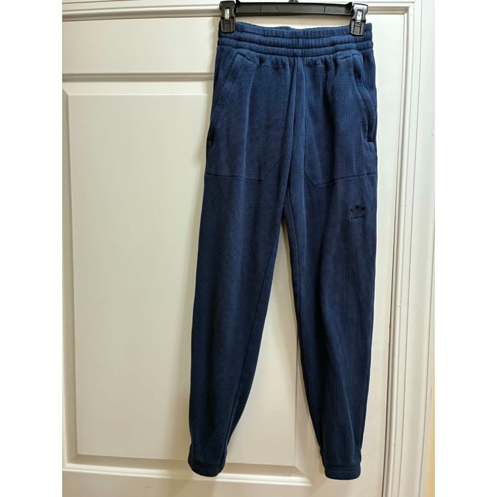 Adidas Originals Unisex XS Blue Waffle Knit Jogger Pants Trefoil‎ Tapered Ath